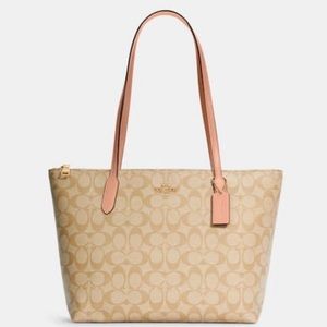 Coach Zip Top Tote In Signature Canvas